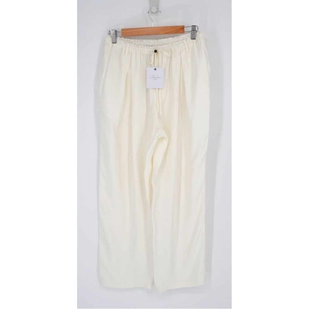 NEW L'ACADEMIE Abi Drawstring Pants Relaxed Straight in White Women's S